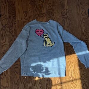 NWOT Life is Good Women's I WOOF YOU Gray Sweater